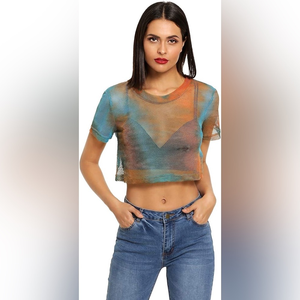 Tie Dye Mesh Crop